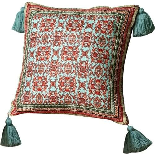 Modern Simple Original Design Tassel Embroidery Plush Square Office Car Bed Pillow Cover Waist Back Pillowcase