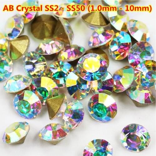 1440pcs ss45 10mm ss16 Crystal ab 20 Rhinestone Pointed Back Strass Nail Art Round Shape Handimade Craft Ornament DIY Decoration
