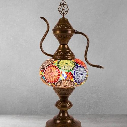 Turkish Moroccan Table Bedside Tiffany Nightstand Crystal Stained Glass Lamp for Bedroom Living Room - Small Vintage Mosaic Deco