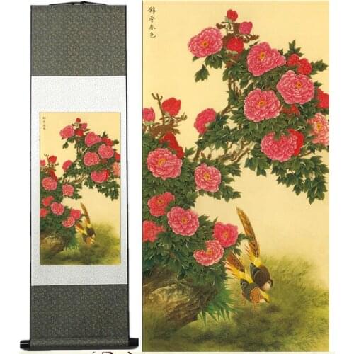 Spring pictures Birds and flower Painting Home Office Decoration Chinese scroll painting birds paintingPrinted painting