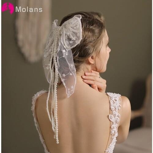 Molans New Women Girls Elegant Barrette Hair Clip Bow Hairpin Pearl Bridal Tiara Hair Accessories Wedding Hairstyle Design Tools
