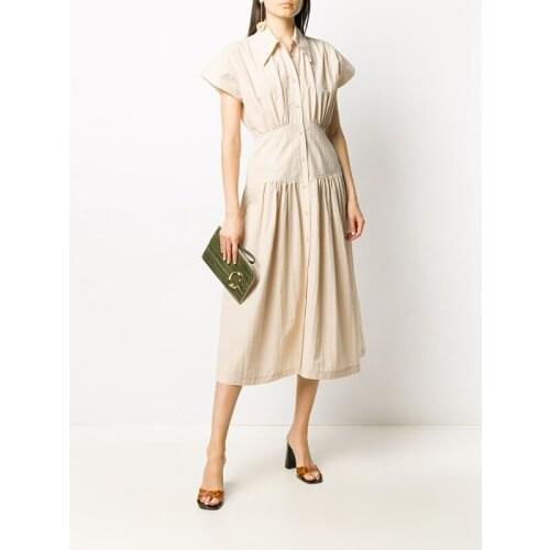 Women Dress 2021 Spring and Summer New Womens Stitching Single-breasted Shirt Dress
