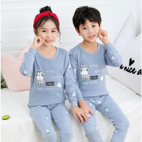 Winter Long Sleeve Tops+Pants 2pcs Pajamas for Baby Girl Boy Child Cartoon Cute Animal Sleepwears Nightwear for Kid Teens Pijama