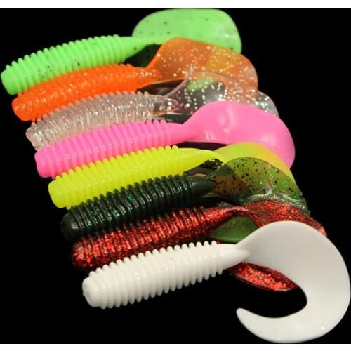 1pcs/lot Fishing Lures Artificial Worm soft bait 5/6/7cm Jig Wobbler Shrimp Flavor Additive Silicone baits Bass Fishing Tackle