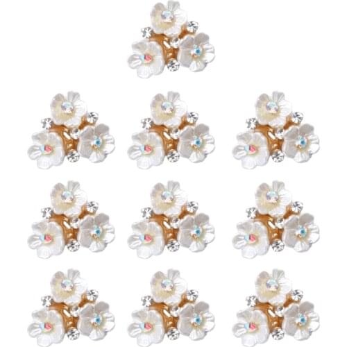 10Pcs Crystal Diamante Flower Pendants Beads Embellishments Jewelry Making