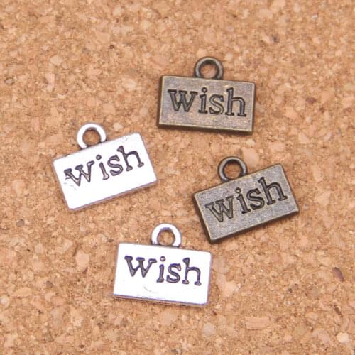 108pcs Charms plates wish 13x11mm Antique Pendants,Vintage Tibetan Silver Jewelry,DIY for bracelet necklace