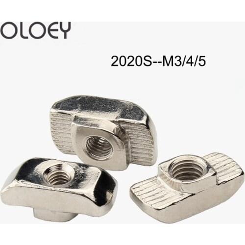 2020 nut 50PCS 20-M3 M4 M5 T-nut Hammer Head Fasten Nut 3D Printer Parts Nickel Plated for 20 series Groove 6 20TN High Quality