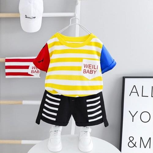 2020 Summer Fashion Baby Boys Clothing Sets Stripe T- Shirt Pants 2Pcs Baby Suits Toddler Infant Clothing Children Costume
