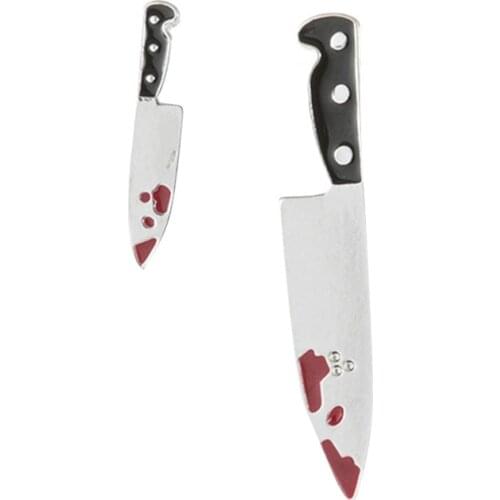 2021 Harajuku Killer Broadsword Earrings Punk Girl Earrings Small Male Bloody Knife Asymmetric Stud Earrings Accessories Cool