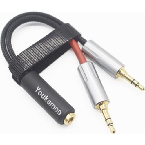 2 x 3.5mm Male to 4.4mm Female Balanced 4 Pole 8 Core Silver Plated Headphone Earphone Adapter Cable for PHA-3 to 4.4mm Female