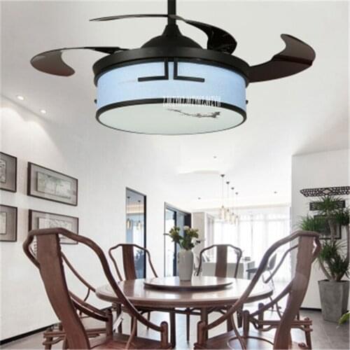 9401 42inch Chinese Retro Electric Pendant Fan With Led Light Living Room Bedroom LED Invisible Ceiling Fan Light 110/220V