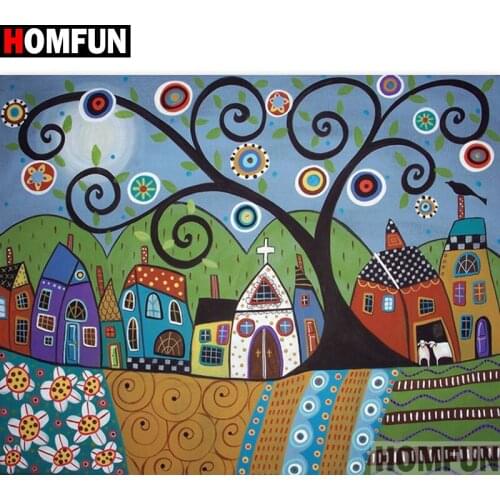 HOMFUN 5D DIY Diamond Painting "Landscape tree" Full Drill Resin Diamond Embroidery Cross Stitch Home Decor A06793