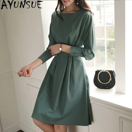 AYUNSUE High Quality Korean Spring Dress Woman High Waist Dress Autumn 2021 Long Sleeve Elegant Dresses for Women Vestido Mujer