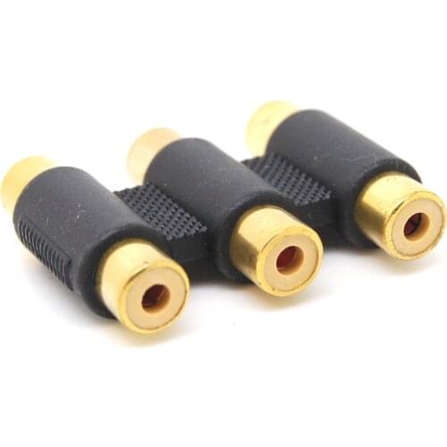 Free shippingGold F to F 3RCA Cable Joiner Coupler Component Adapter Free shipping Free shippingnew