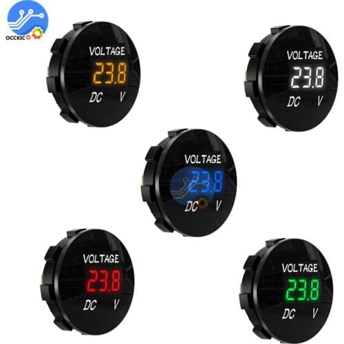 Round Waterproof Auto Boat Car Motorcycle Mini Digital Voltmeter DC5V-48V LED Panel Volt Voltage Meter Tester Monitor Display