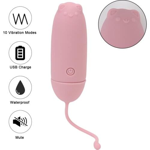 Female Masturbation Mini Cat Vibrating Egg Sex Toys For Women Couples Waterproof Vaginal Balls Adult Product G-spot Vibrator