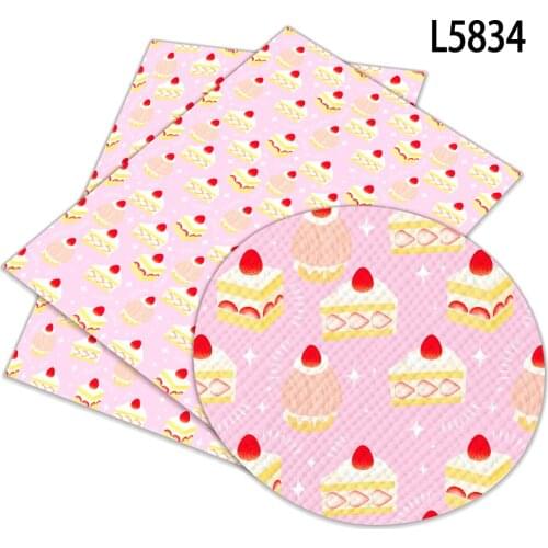 Artificial Leather Dessert Cake Food Pattern Printing Synthesis DIY Bows Handicraft Gift 30 X 136 Cm
