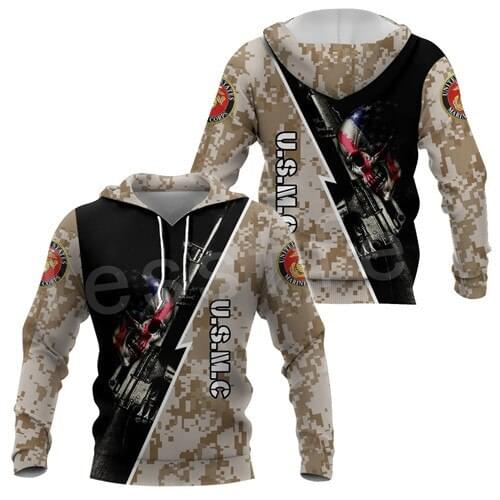 Tessffel America Marine Camo Skull Pullover Soldier Army NewFashion Harajuku 3DPrint Zip/Hoodie/Sweatshirt/Jacket/Men/Women A4