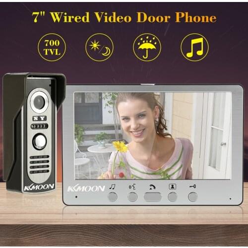 KKmoon 7” Wired Video Door Phone System Visual Intercom Doorbell Panel 800x480 Indoor Monitor + 700TVL Outdoor Camera for Home