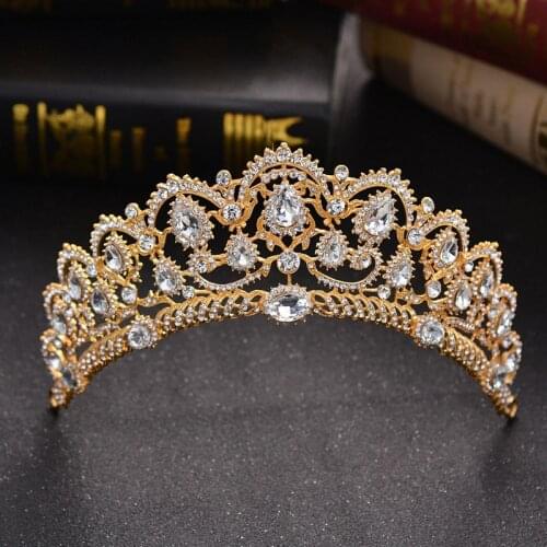 Gold Silver Color Classic Bridal Crown Shinny Crystal Wedding Party Tiara Crowns Headband Hair Jewelry Accessories