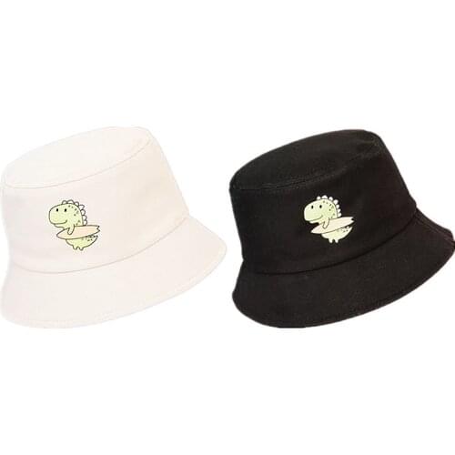 LDSLYJR 2021 Cotton Lovely dinosaur Bucket Hat Fisherman Hat outdoor travel hat Sun Cap Hats for child boy and girl 98