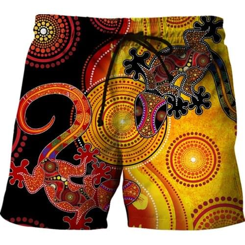Summer Casual Shorts Aboriginal Australia Indigenous Lizards and the Sun 3D Printed Trousers For Women Men Shorts