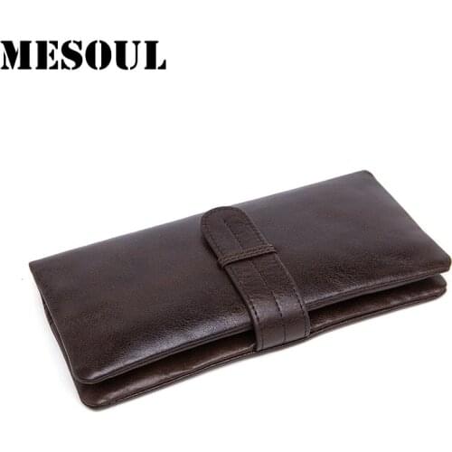 Men Leather Wallet Coin Purses Holders Male Wallet Cow Leather Business Men Long Wallets Fashion Densign Coffee Clutch Bags