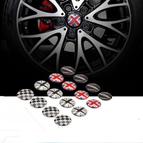4pcs Aluminum Mini cooper S R55 R56 R60 clubman countryman peaceman roadstar car wheel sticker for bmw mini