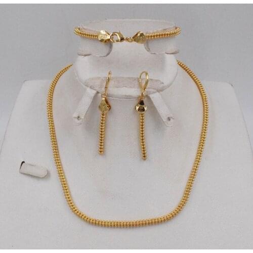 NEW DESIGN High Quality Ltaly 750 Gold color Jewelry Set For Women african beads jewelry fashion necklace set earring jewelry