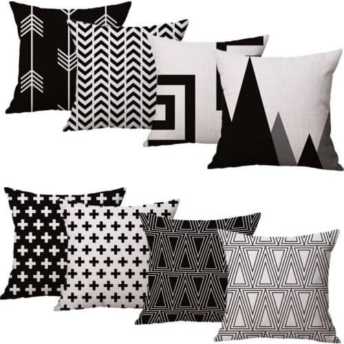 New Style Geometric Black White Pillowcase Decorative Cushion For Sofa DIY Printed Pillow Chair Car Cushion Style Home Decorati