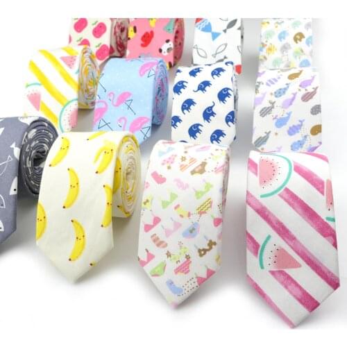 Causual Mens Floral Cartoon Animal Ties for Men Casual Cotton Slim Tie Gravata Skinny Wedding Business Neckties Butterfly Gift