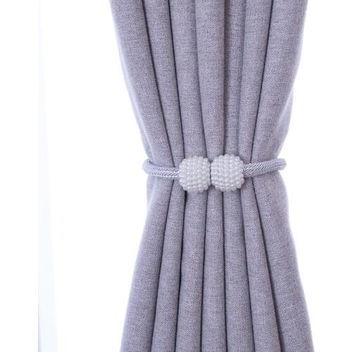 Simplicity Curtain Straps Tie Rope Decoration Accessories Solid Color Magnet a Pair Button Rope Curtain Tieback Strap On