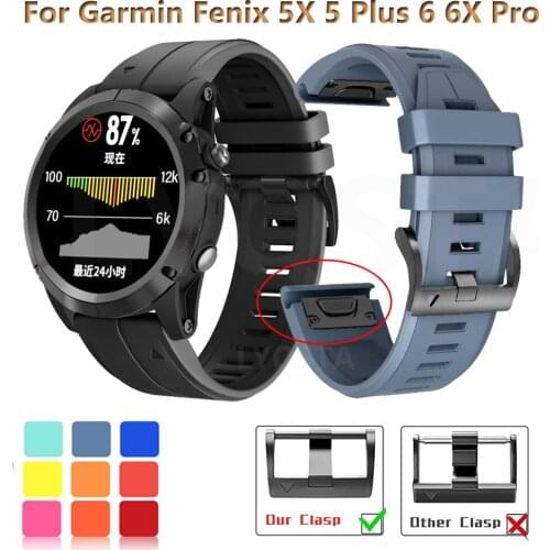 26mm Sport Silicone Watchband Strap For Garmin Fenix 6X 6 Pro 5X 5 Plus 3HR 945 935 22mm Band Easy Fit Quick Release Wirststrap