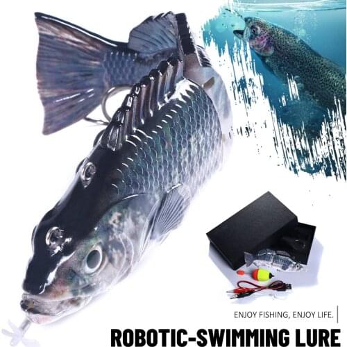 Robotic Swimming Fishing Lures Electric Lures Robotic Wobblers Bait for 4-Segement Swimbait Flashing LED light Fishing Lures