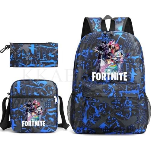Fortnites Backpack 3pcs Students School Bags Anime Fashion Double Pen Bag Body Children School Backpack