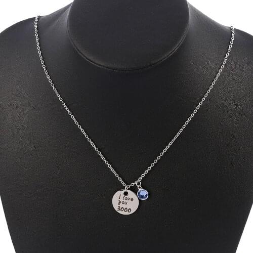 I Love You 3000 Times Necklace Pendants For Women Stainless Steel Red and blue crystal chain Fashion Jewelry Mothers Day Gift