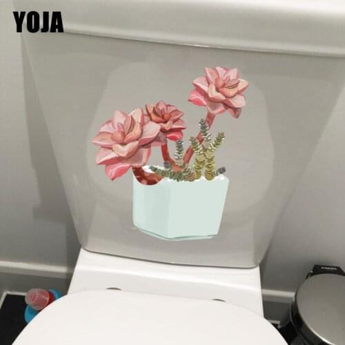 YOJA 19.7*23.5CM Hand Painted Fresh Succulents Cartoon Home Wall Sticker Toilet Bathroom Decor T1-0899