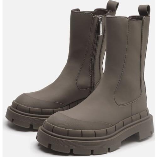 2021 Genuine Leather Women Boots Luxury Brand Platform Boots Women Chunky Heel Chelsea Boots Women Ankle Boots Winter Shoes