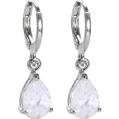 High Quality Elegant Women Teardrop Cubic Zirconia Dangle Wedding Long Earrings Elegant Bridal Wedding Engagement Jewelry Access