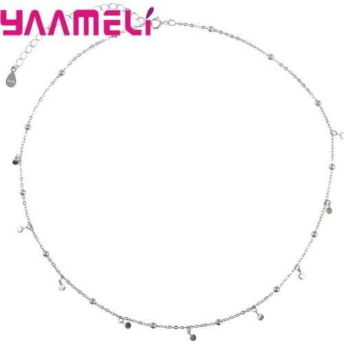 New Cute 925 Sterling Silver Geometric Round Choker Necklace For Fashion Women Minimalist Fine Jewelry Accessories