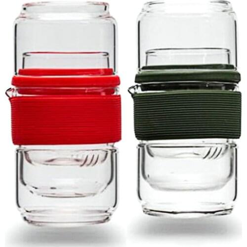 1 Set Tea Kettle Heat-resistant Stackable Glass Easy to Store Teacup Drinkware Tool for Travel