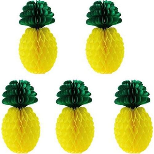 1pc Pineapple Honeycomb Hawaiian Party Garland DIY Yellow Paper Pineapple for Summer Fiesta Luau Party Tropical Party Decoration