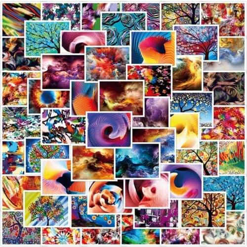 10/30/50PCS Psychedelic Starry Sky Graffiti Stickers Aesthetic Laptop Guitar Car Phone Motorcycle Cute Cartoon Sticker Decal Toy