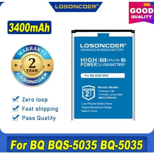 100% Original LOSONCOER BQ-5035 3400mAh Battery For BQ BQS-5035/BQ-5035