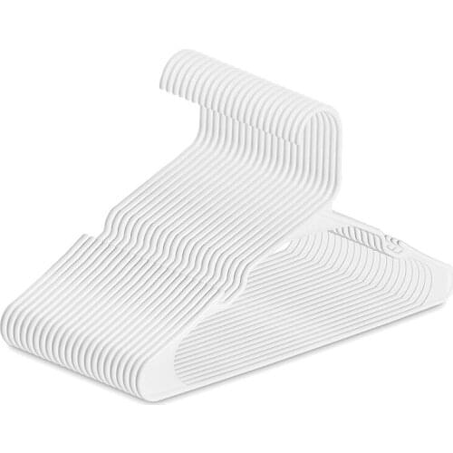 20 Pack Premium Plastic Hangers, Durable & Strong Standard Hangers for Clothes & Pants, White
