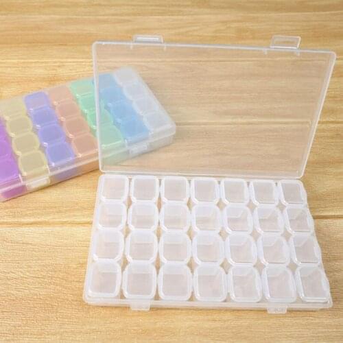28 Slots Plastic Empty Storage Box Nail Art Rhinestone Tools Jewelry Beads Display Storage Box Case Organizer Holder Multi Colo