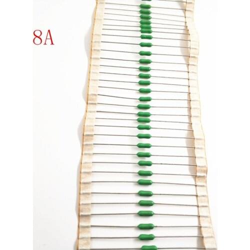 50pcs/lot 8A 125V/250V 2.4*7mm Axial Lead Green Fuse 8A 2.4 x 7 Fast Blow PICO Resistance Fuse