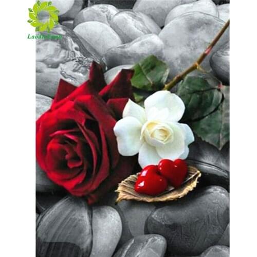 Diamond Painting Cross Stitch Full Pebble Round Rose Love Picture of Rhinestone DIY Diamond Mosaic Diamond Embroidery Sale