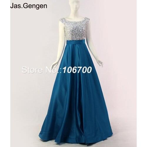 Real Photos Ballgown Formal Evening Dresses Hand Make Crystal Beading Cap Sleeves Boat Neck with Sashes Side Pockets Prom Gowns