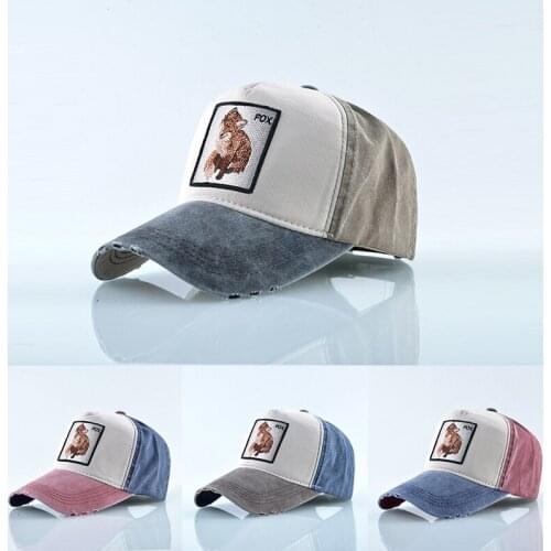 Animal Fox Embroidered Baseball Cap Hip-Hop Cap Unisex Outdoor Sports Cotton Adjustable Sunhat All-match Couple Hats